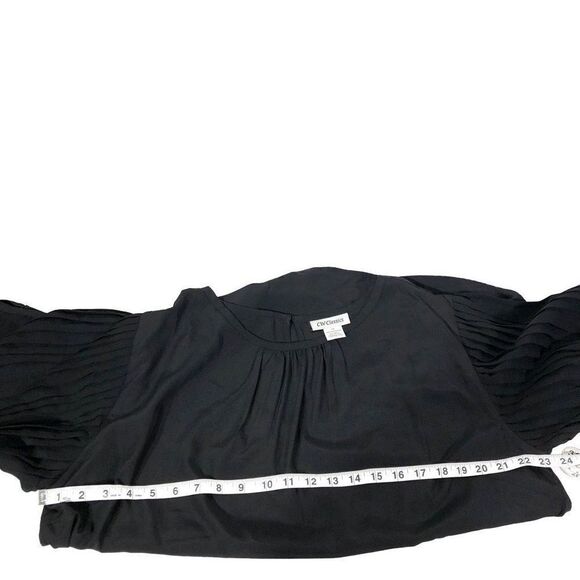 CW Classics Women's Pullover Semi Sheer Balloon Long Pleated Sleeves Blouse Size - Picture 10 of 16